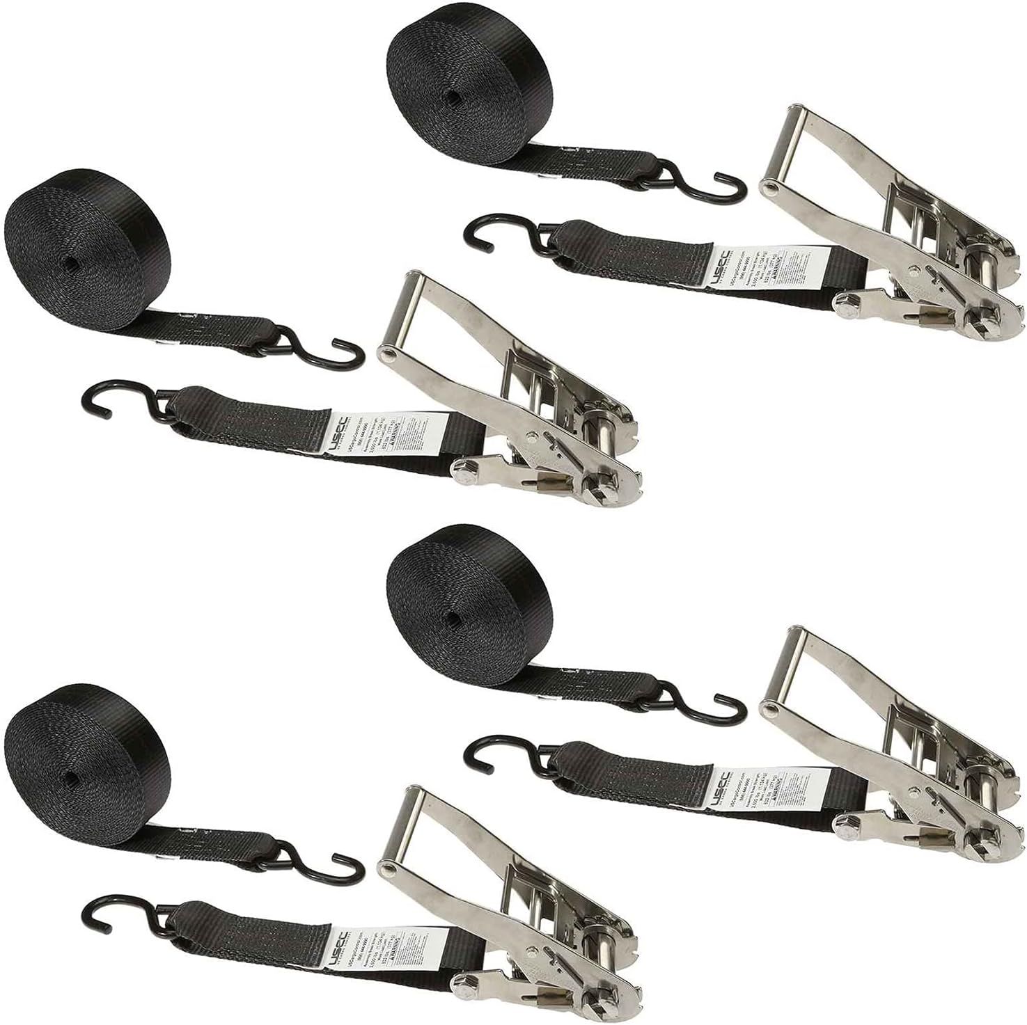 Black 2 Inch Ratchet Straps 4 Pack R63448