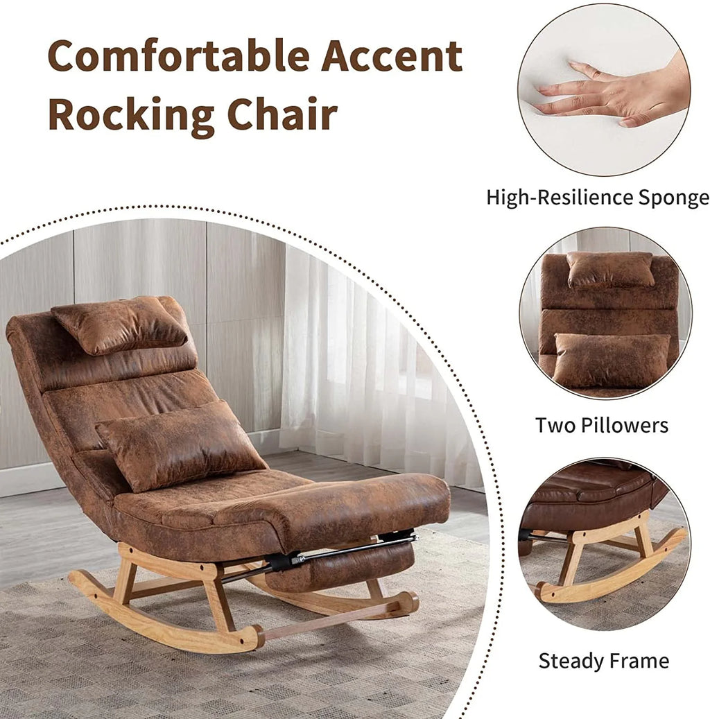 Armless Rocking Chair with Footrest and 2 Pillowers F119000