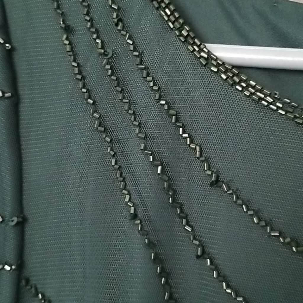 Beaded Blouson Gown - Green Q5491