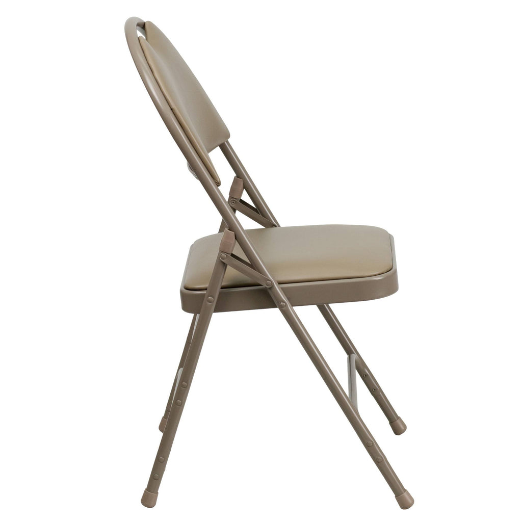 Beige Vinyl Metal Folding Chair N5267
