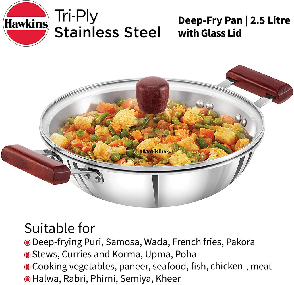 Stainless Steel Deep Fry Pan 2.5 LTR with Lid B491106
