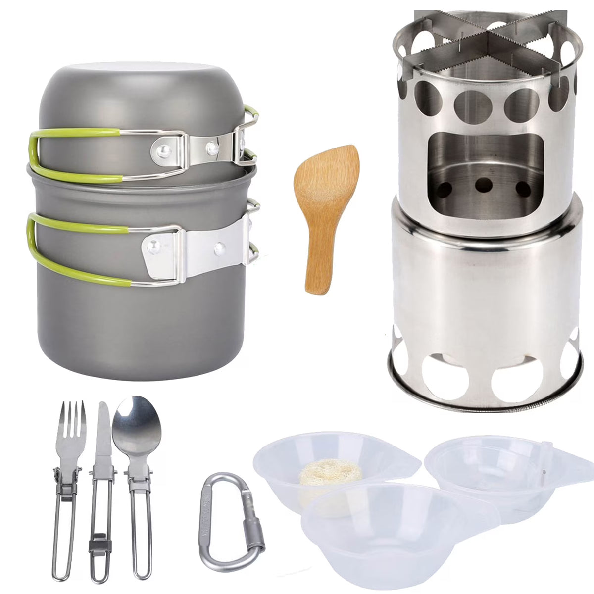 Portable Camping Cookware Set with Non-stick Aluminum Camping Stove P179