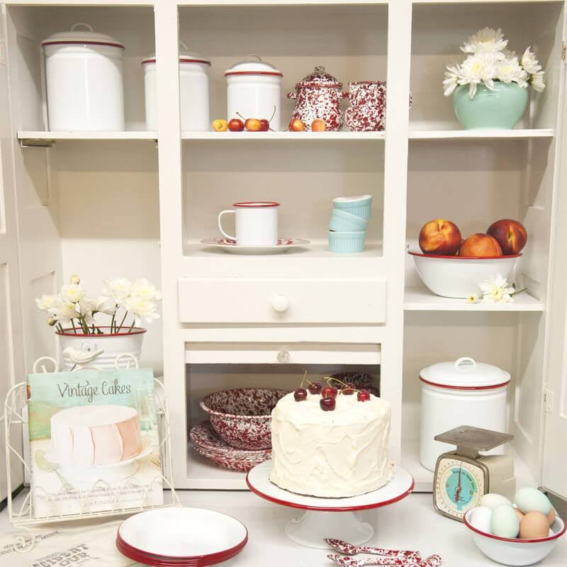 White/Grey Rim 4-Piece Enamelware Canister Set L646