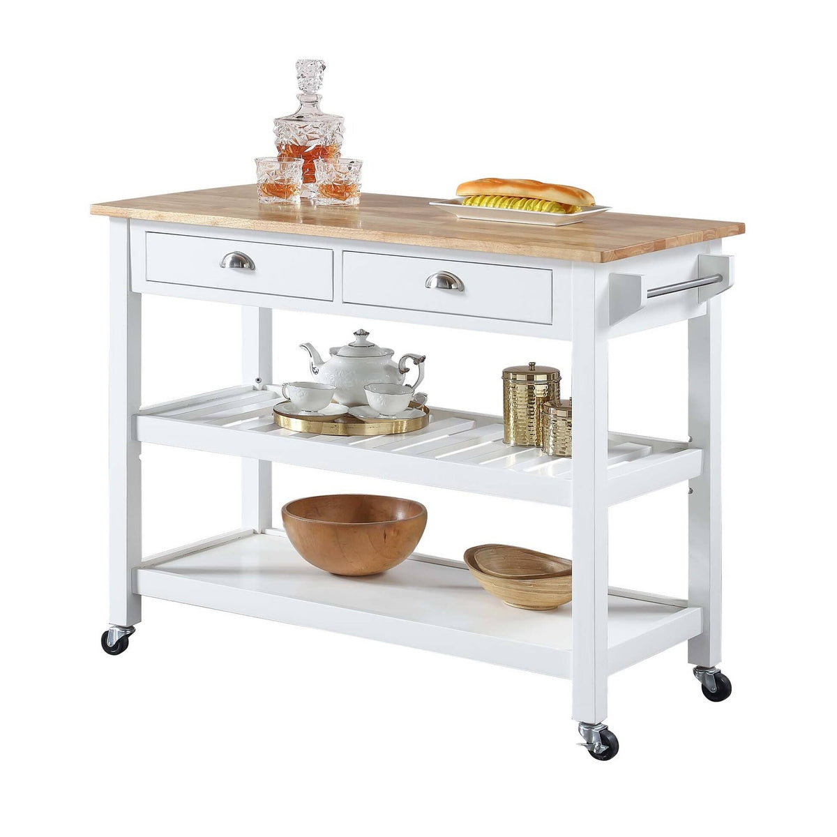 3 Tier Butcher Block Kitchen Cart with Drawers M408193