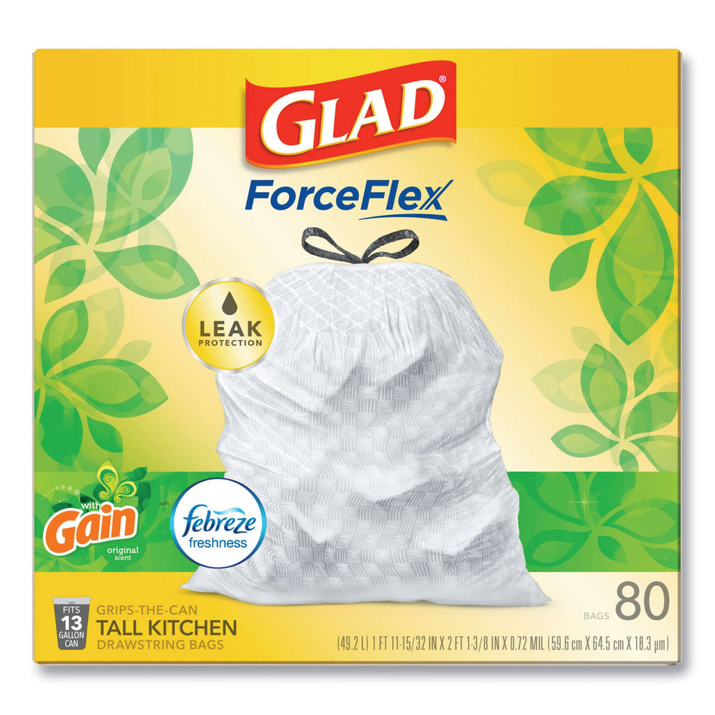 Tall Kitchen Drawstring Bags, 13 gal, 0.95 mil, White, 240/Case P971