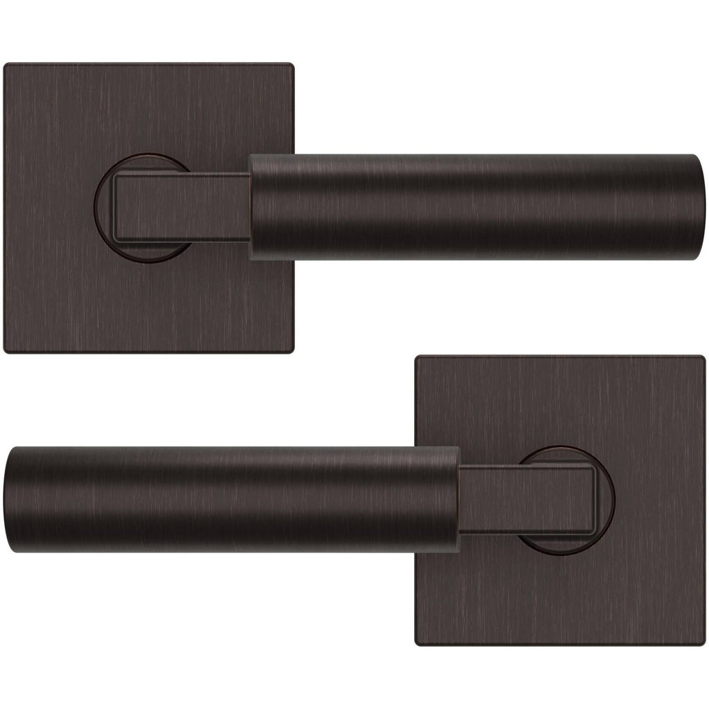Satin Nickel Passage Door Lever Set with Square Rose A3094
