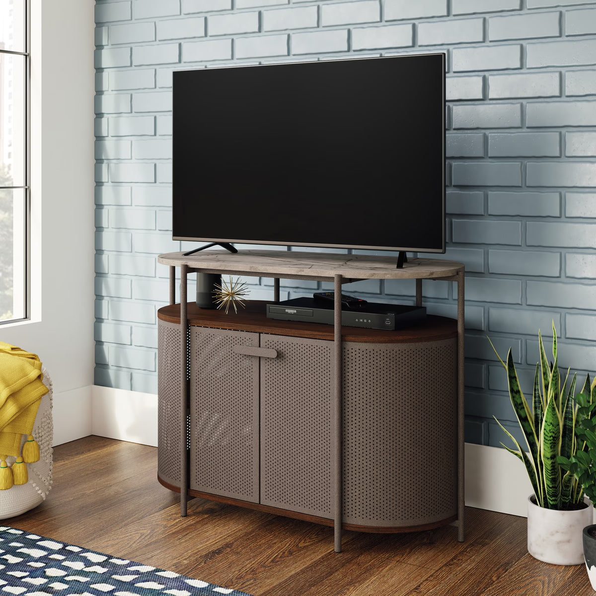 Mid-Century Modern TV Stand, Umber Wood Finish V413