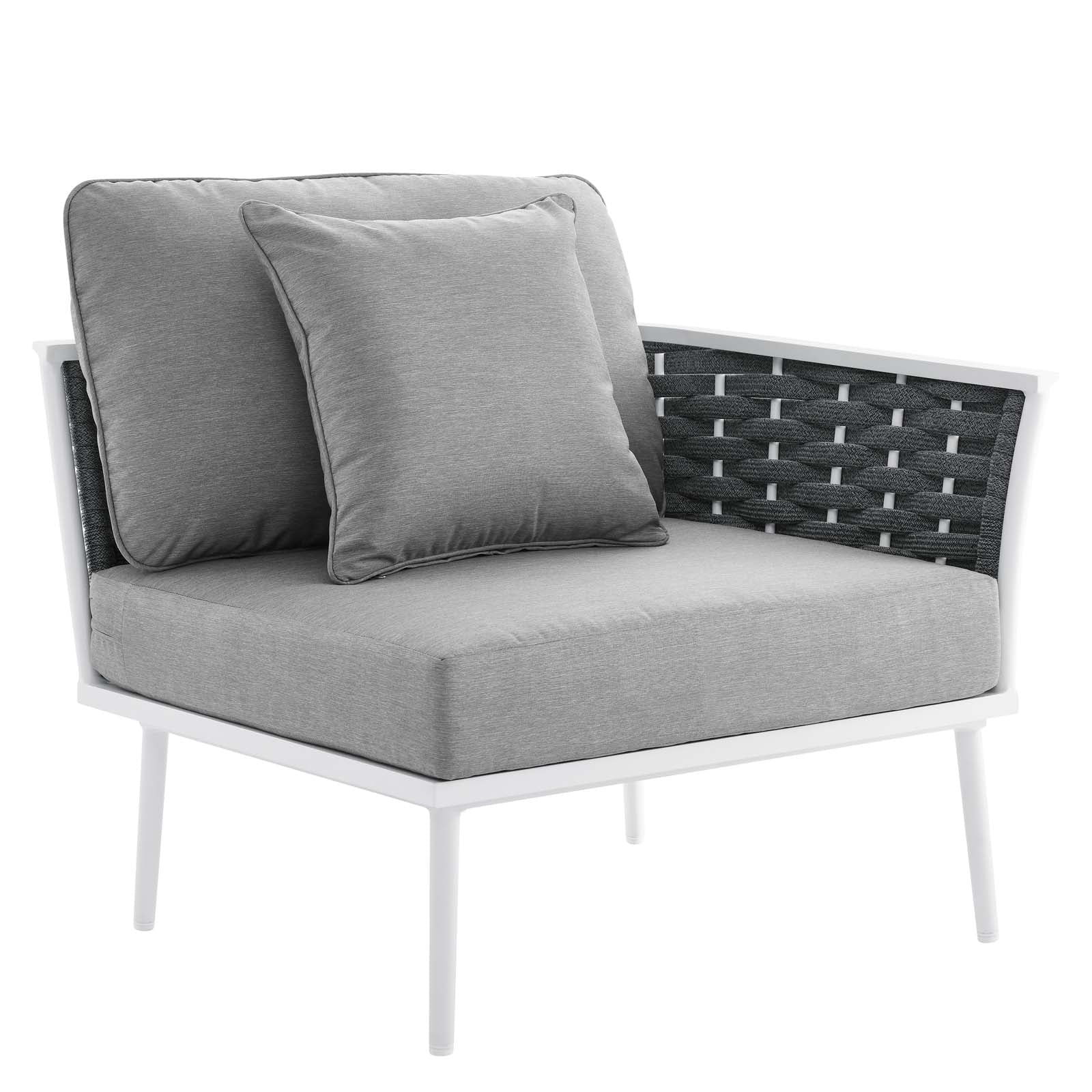 4 Piece White Gray Aluminum Patio Sectional Sofa Set O93728