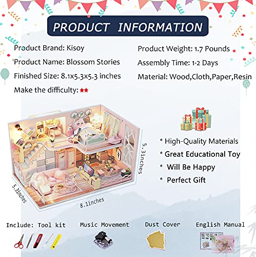 Dollhouse Miniature with Furniture Kit, Handmade DIY House Model E347