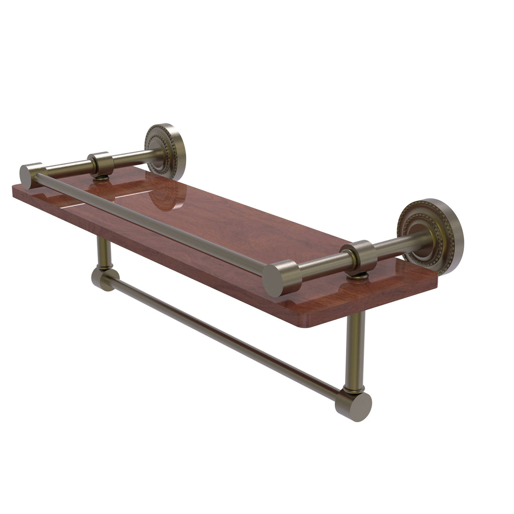 Antique Ironwood Shelf with Gallery Rail and Towel Bar K918864