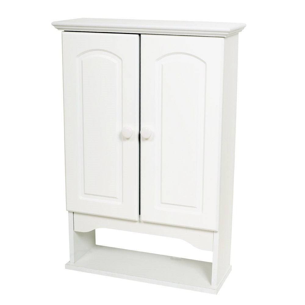 White 2-Door Bathroom Wall Cabinet with Open Storage Shelf X2203