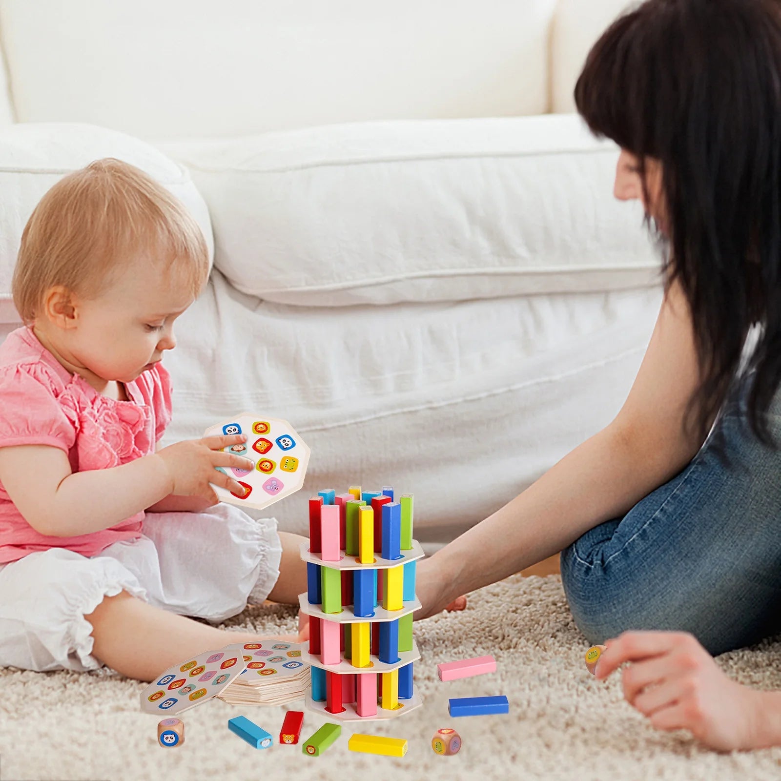 Wooden Building Blocks Stacking Tower Board Game Y8052