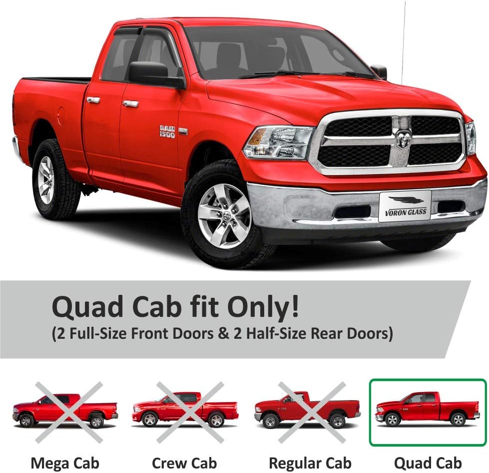Glass Tape-on Rain Guards for Trucks, 4 Pieces O52711