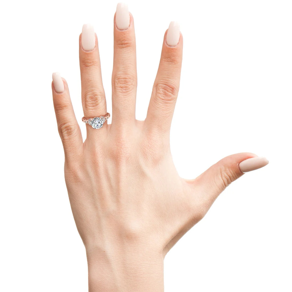 Vintage Moissanite Engagement Ring In 14 Karat Rose Gold I98803