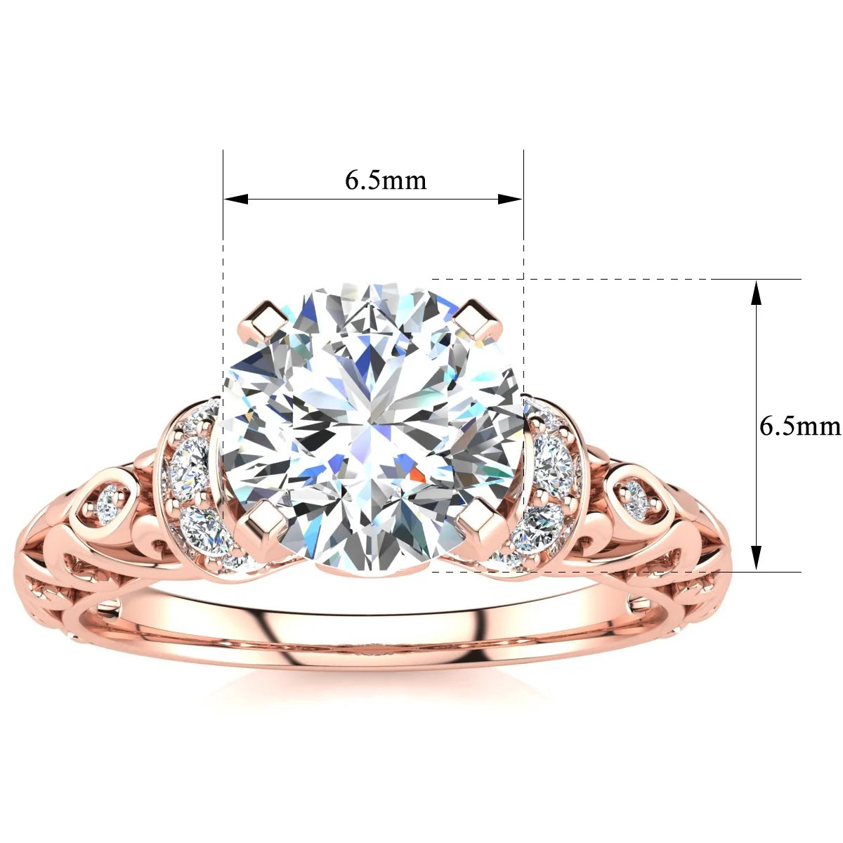 Vintage Moissanite Engagement Ring In 14 Karat Rose Gold I98803