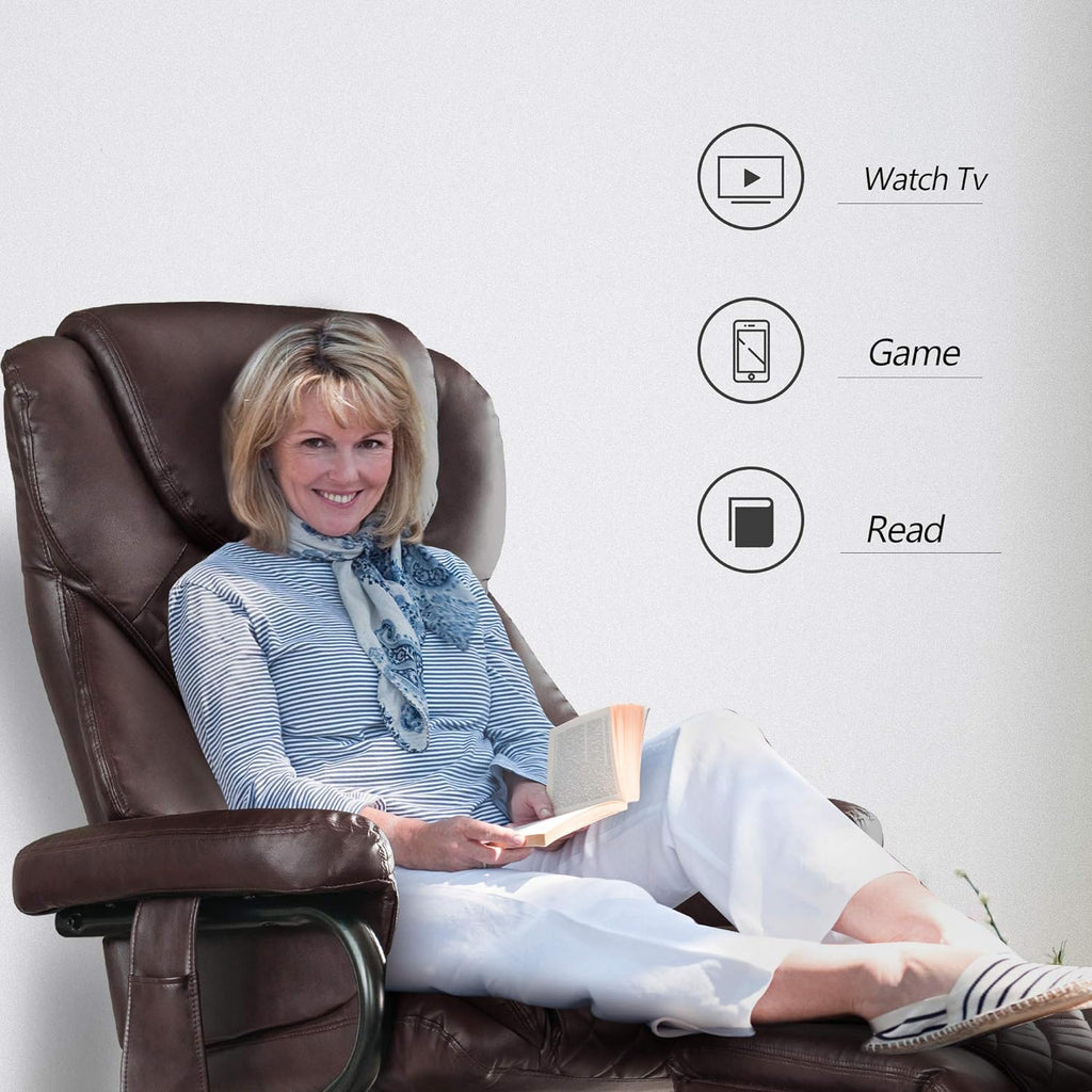 Dark Brown Faux Leather Swivel Recliner with Ottoman R260