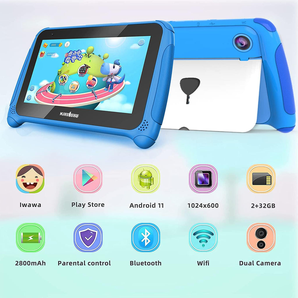 7 inch Kids Tablet Android 11 Quad Core 2GB RAM 32GB Dual Camera WiFi Bluetooth Blue D26813