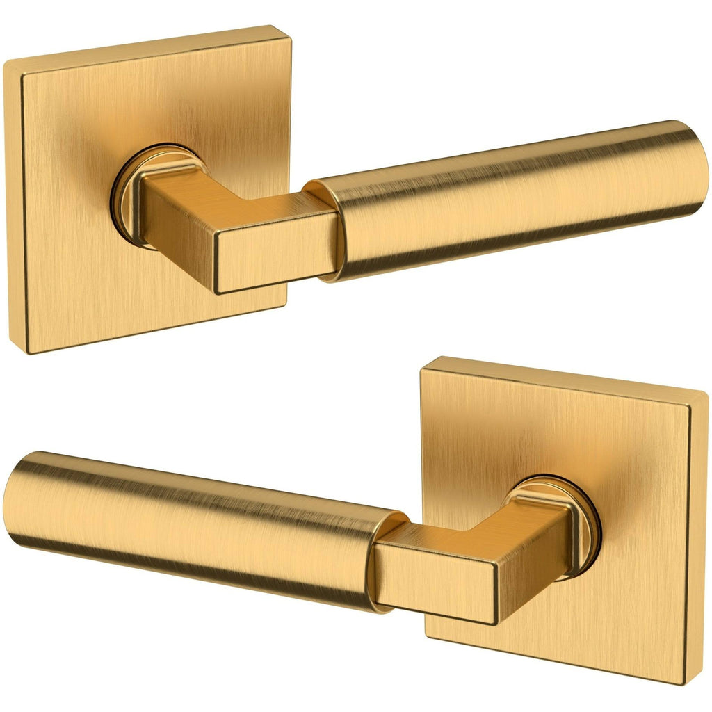 Satin Nickel Passage Door Lever Set with Square Rose A3094