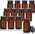 Amber Glass Bottle With Black Ribbed Lid (12 Pack) B832365