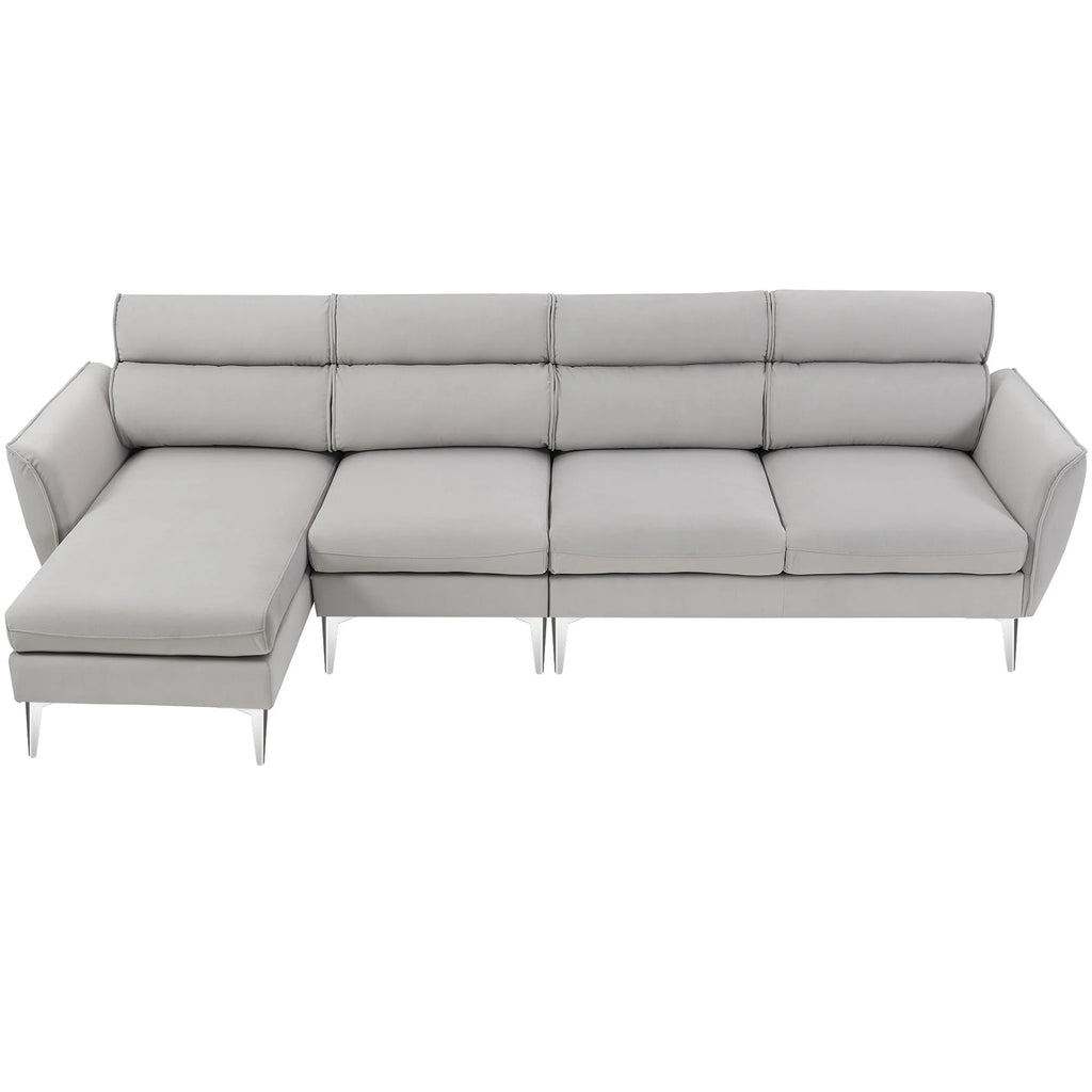 Gray Flannel L-Shaped Convertible Sectional Sofa U4815