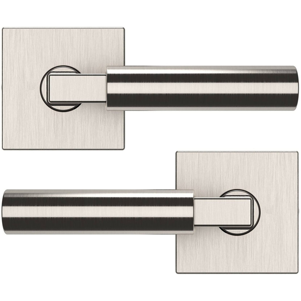 Satin Nickel Passage Door Lever Set with Square Rose A3094