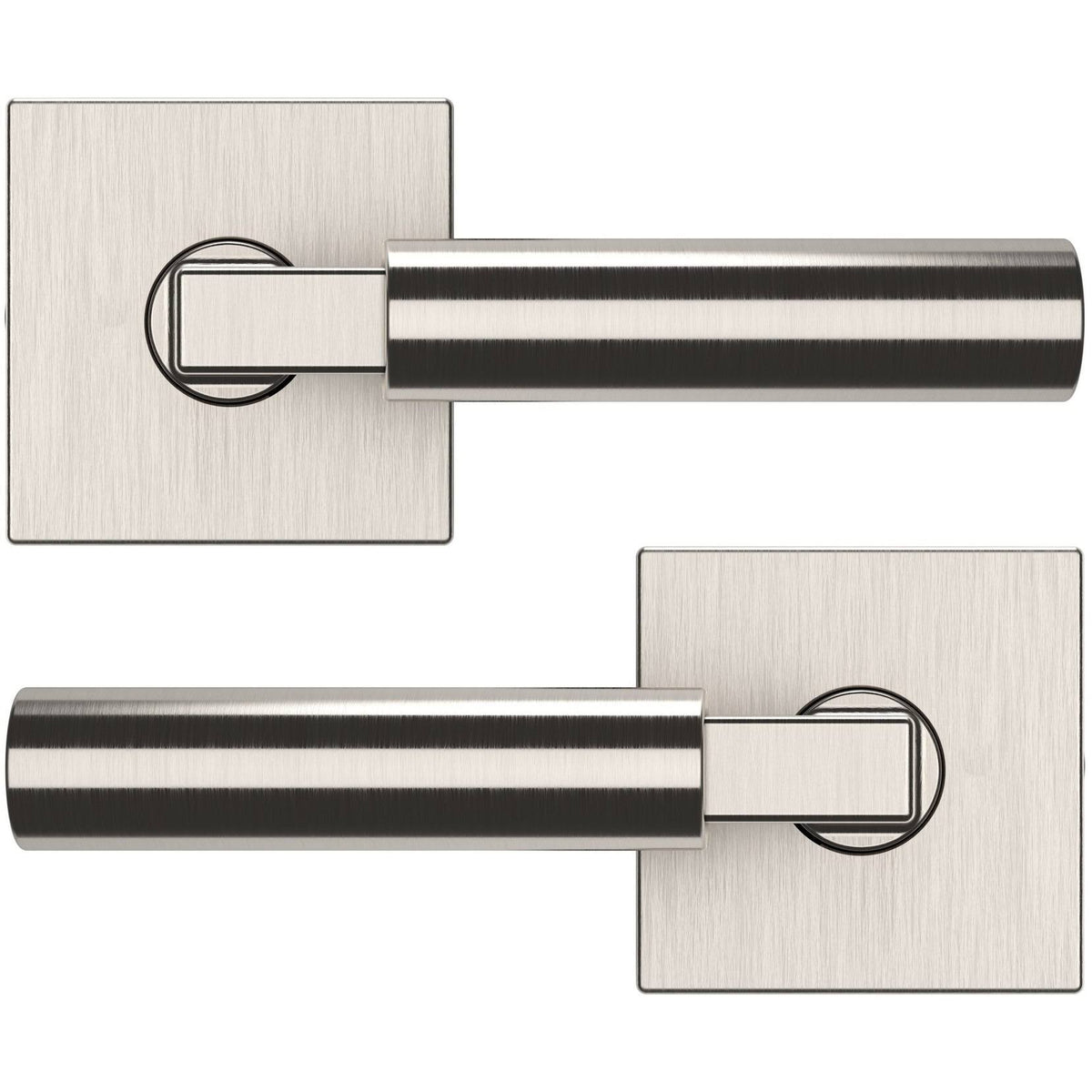 Satin Nickel Passage Door Lever Set with Square Rose A3094