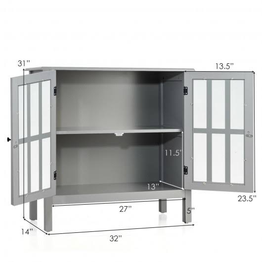 Gray Glass Door Sideboard Console Cabinet E2220