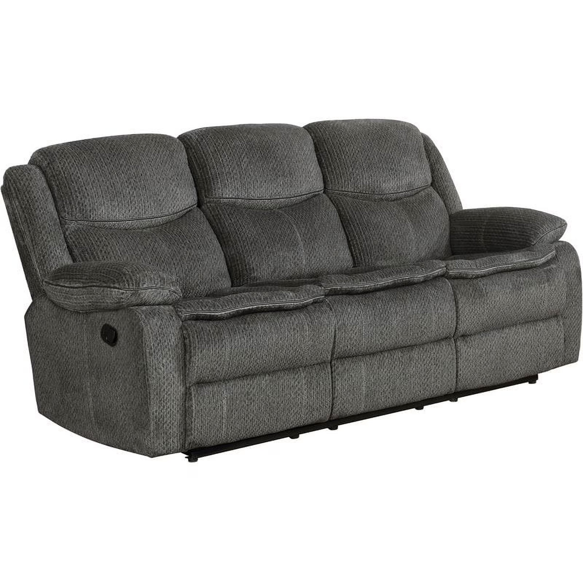 Charcoal Upholstered Motion Sofa with Drop-down Table A129058
