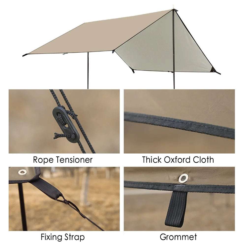 Waterproof Camping Tarp with Poles X39105