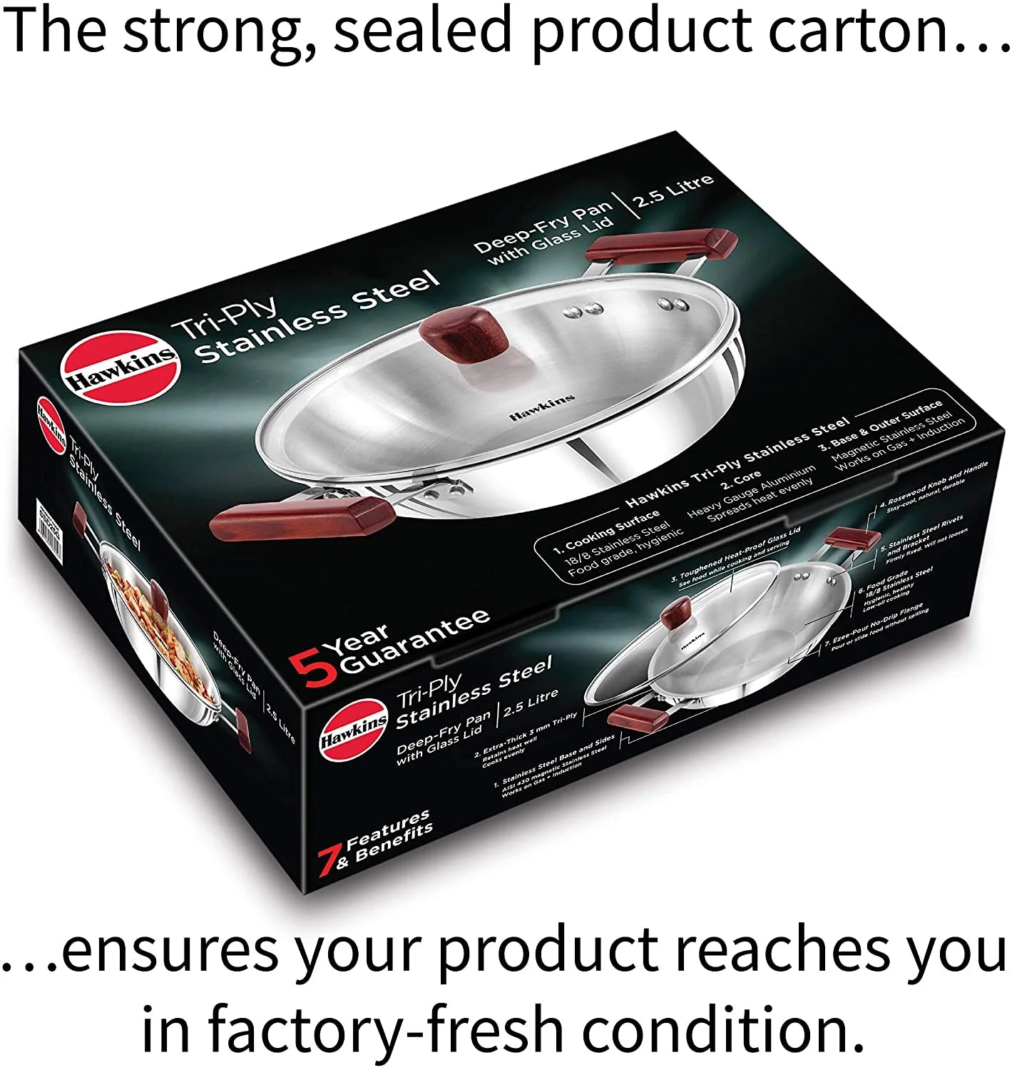 Stainless Steel Deep Fry Pan 2.5 LTR with Lid B491106