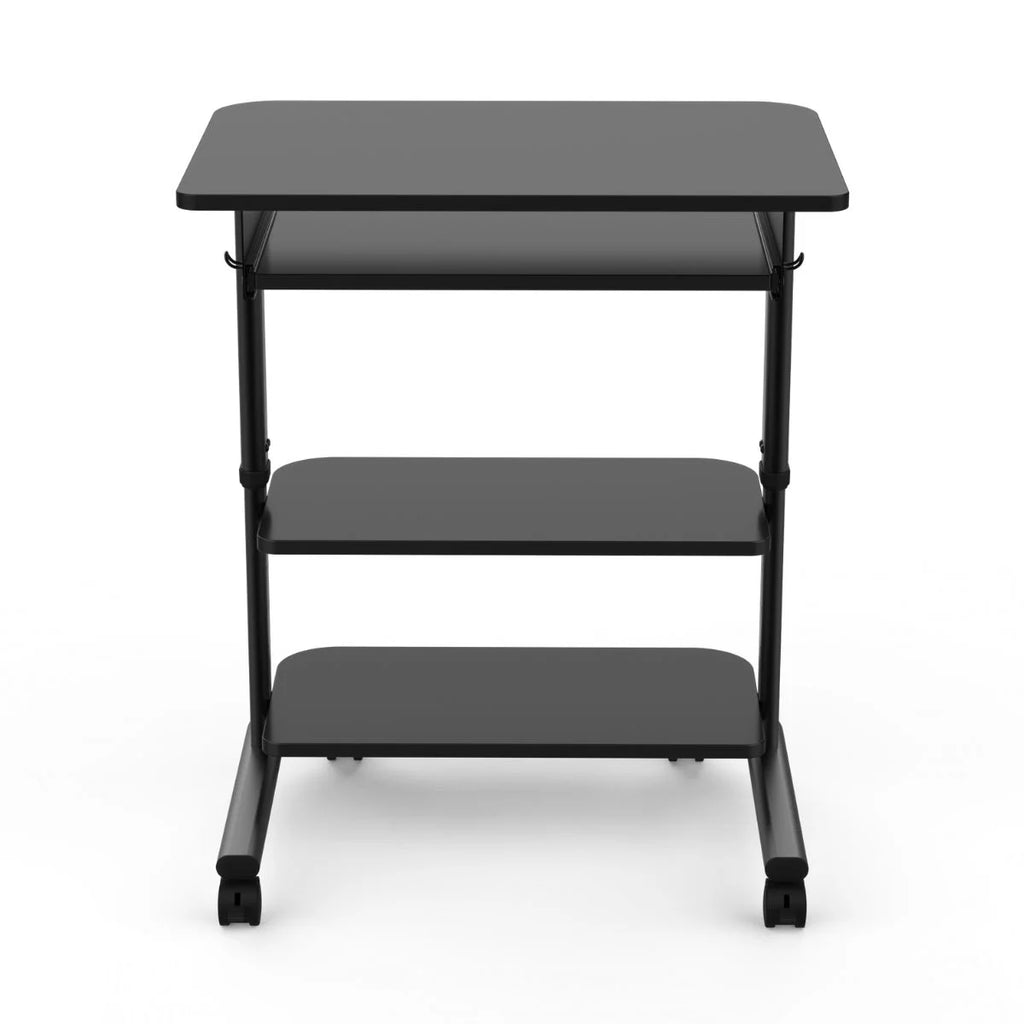 Adjustable Height Mobile Laptop Workstation with Retractable Keyboard Tray, Black, 29” Wide R8139