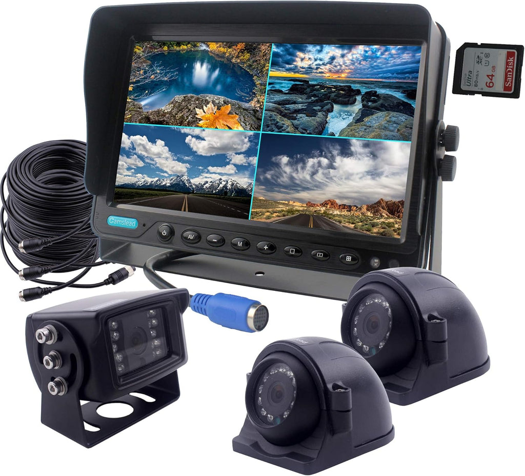 9 inch Quad Split Screen Backup Camera Monitor Kit J107