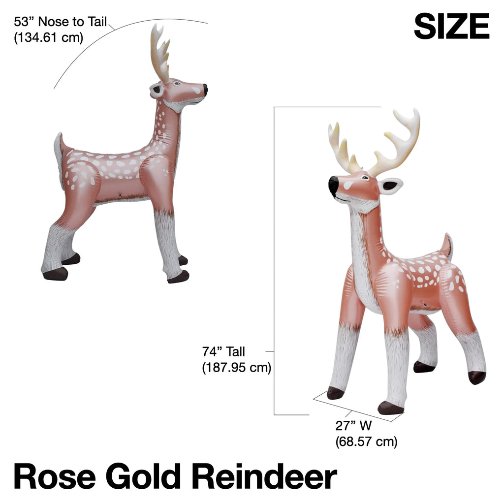 Rose Gold Standing Reindeer Inflatable 74” Tall Z775209