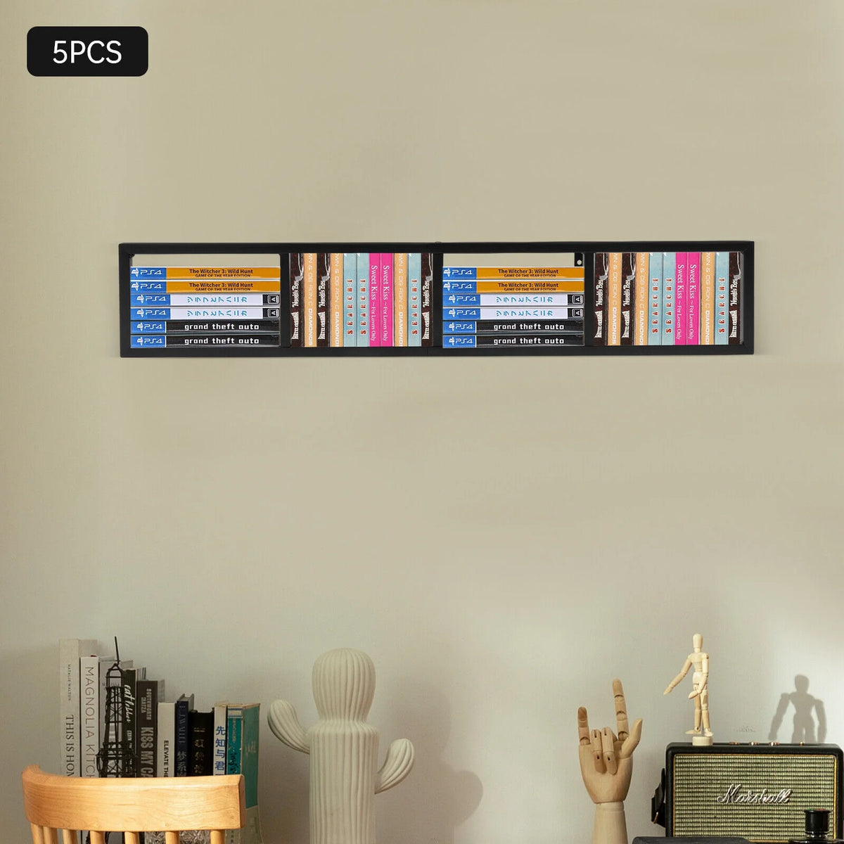 Metal Floating Shelf CD DVD Organizer Black X38586
