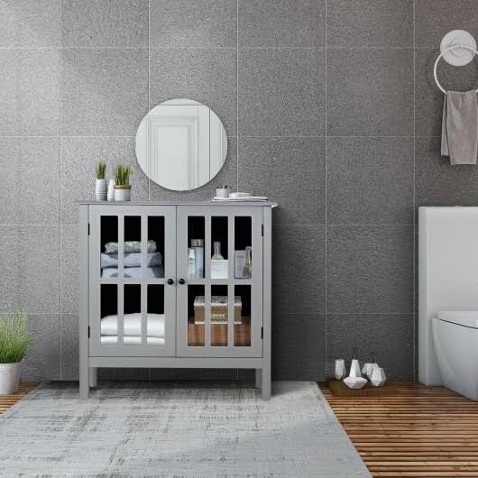 Gray Glass Door Sideboard Console Cabinet E2220