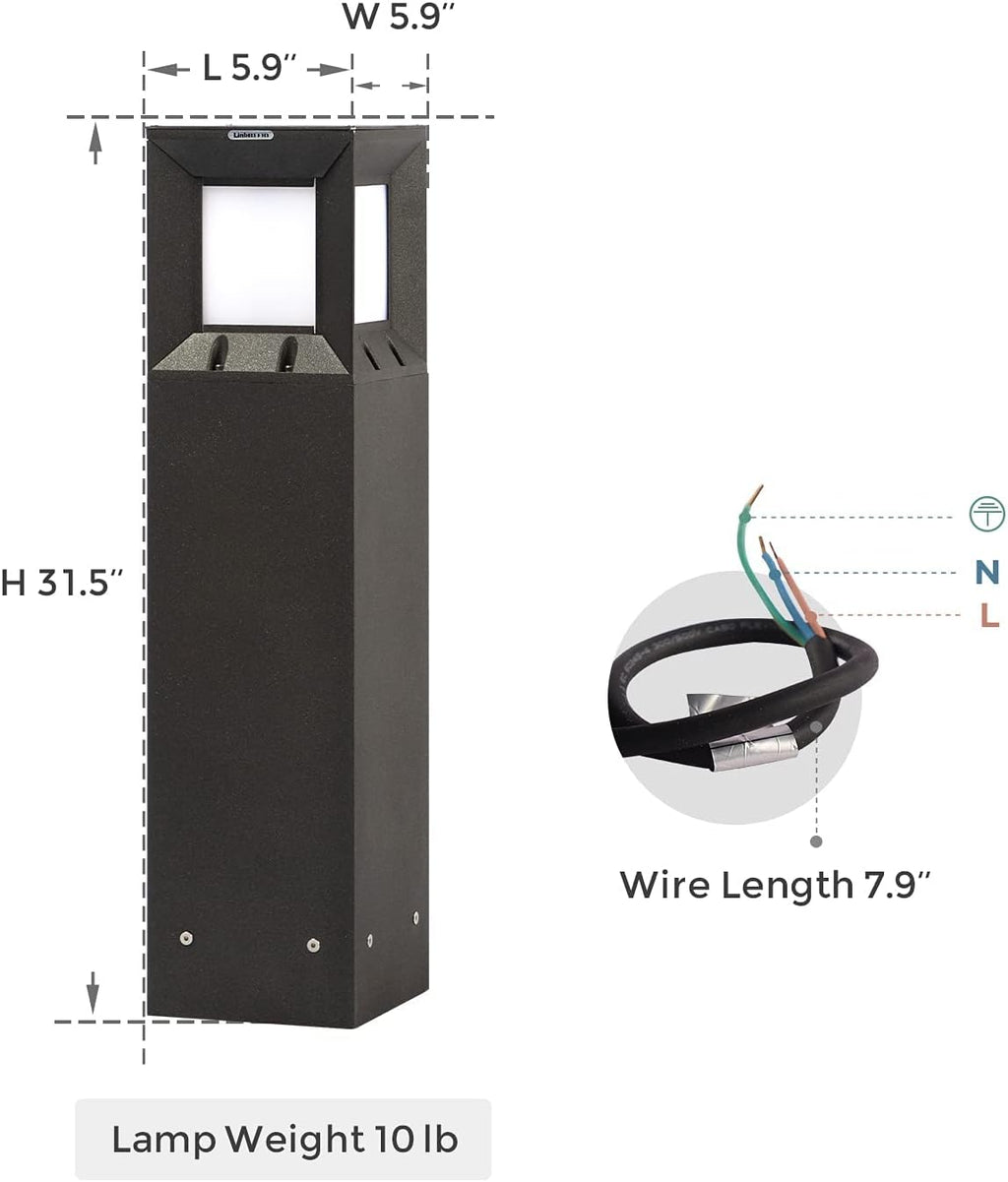 32 Inches Outdoor Bollard Light with IP54 Waterproof LED Lighting L77401