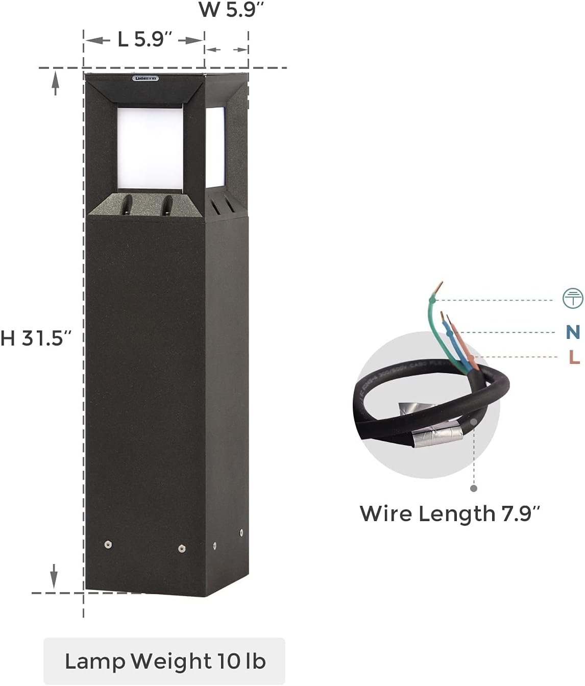 32 Inches Outdoor Bollard Light with IP54 Waterproof LED Lighting L77401
