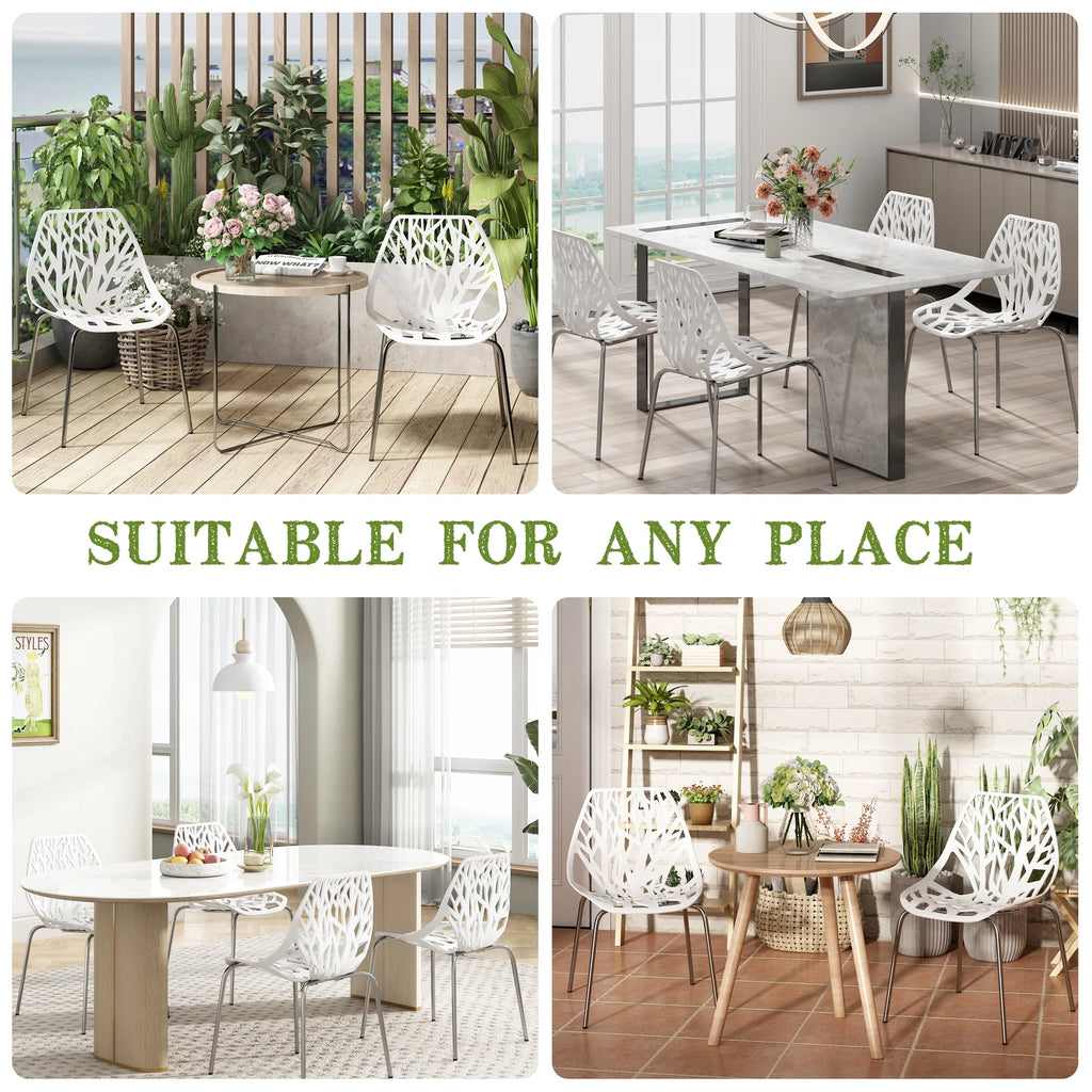 White Set of 4 Stackable Plastic Side Chairs T360417