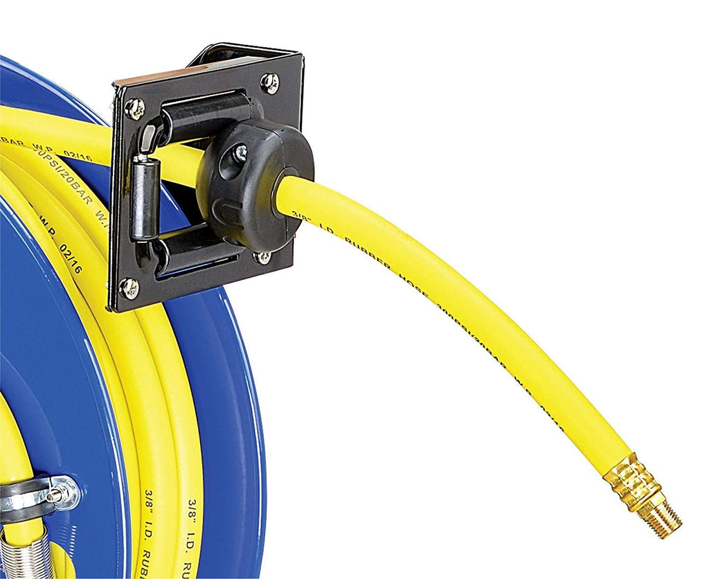 Retractable 3/8" x 50' SBR Rubber Air Hose Reel, 300PSI, Steel Single Arm B64942