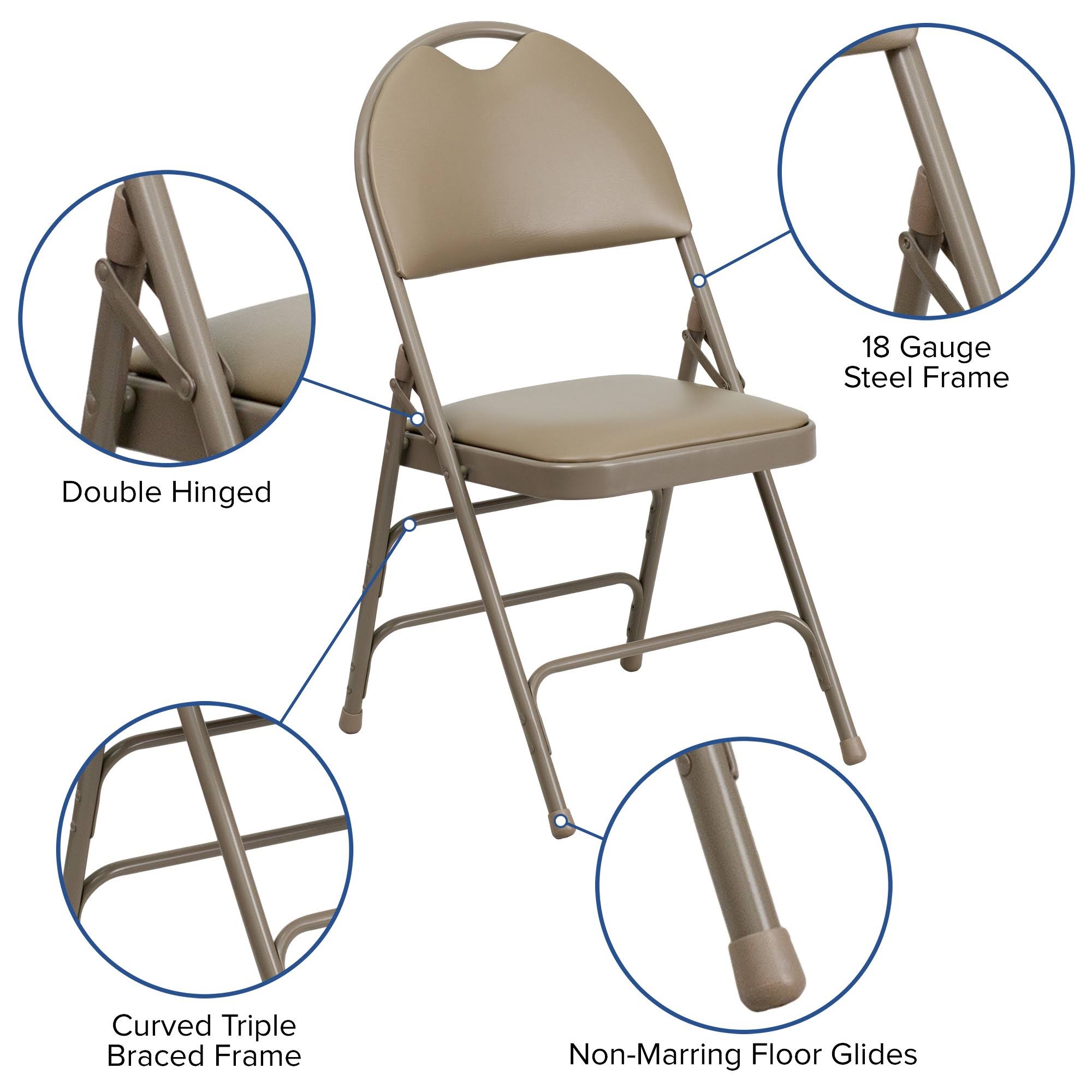 Beige Vinyl Metal Folding Chair N5267