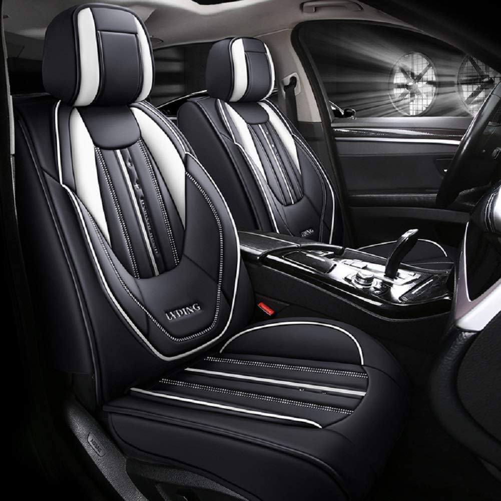 Black-red PU Leather 5 Seats Full Set Car Seat Covers X911