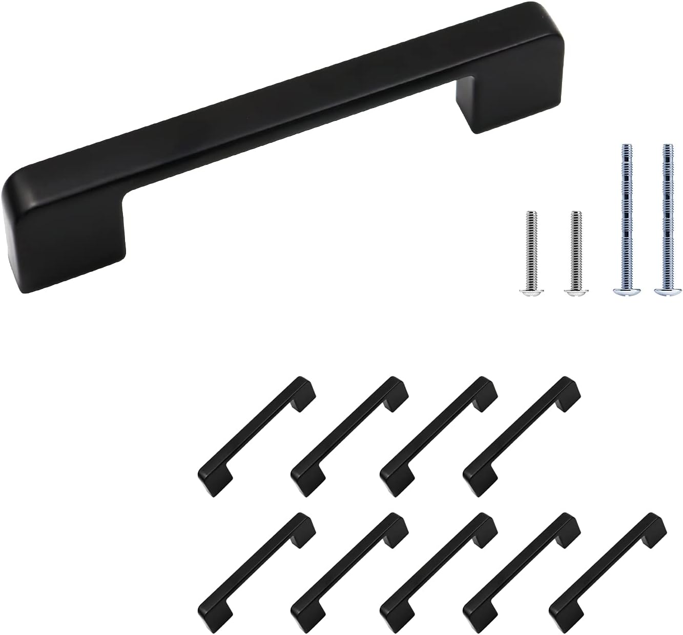 Cabinet Handle Matte Black 5 Inch Hole Center 10 Pack G49609