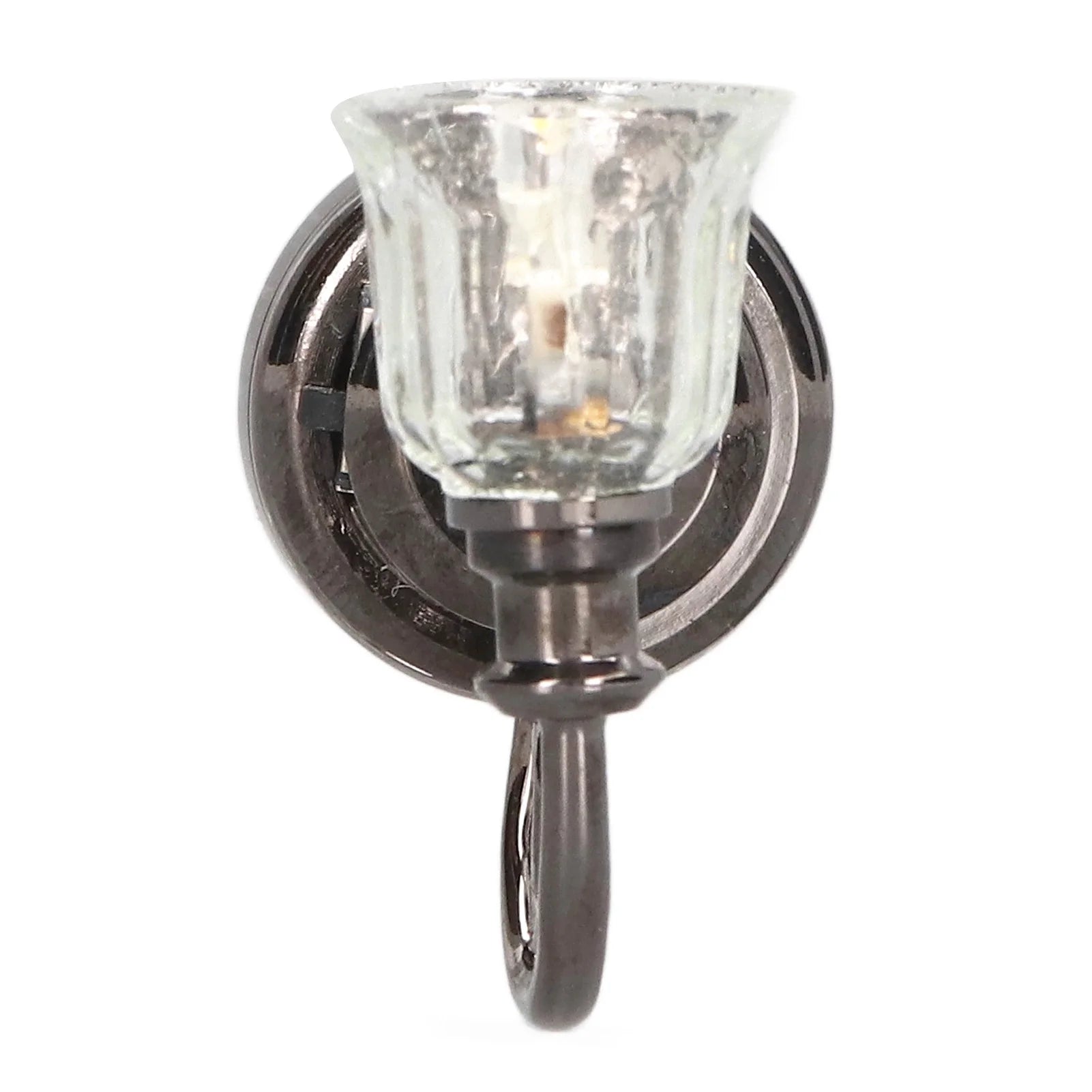1:12 Dollhouse Wall Lamp LED Warm Lighting Metal Miniature Wall Sconce with Battery U725