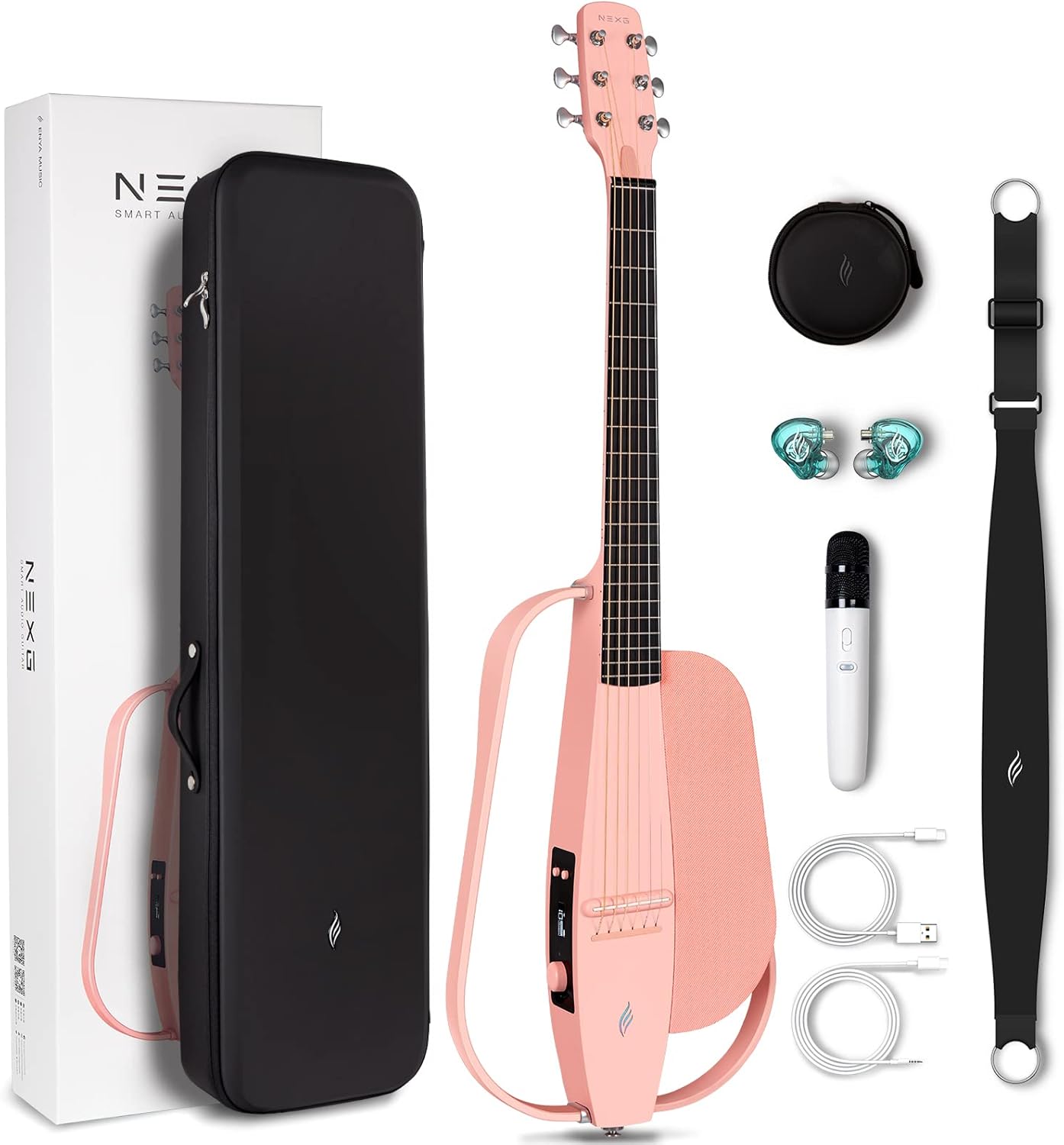 Black Carbon Fiber Acoustic-Electric Guitar with 50W Wireless Speaker Z97959