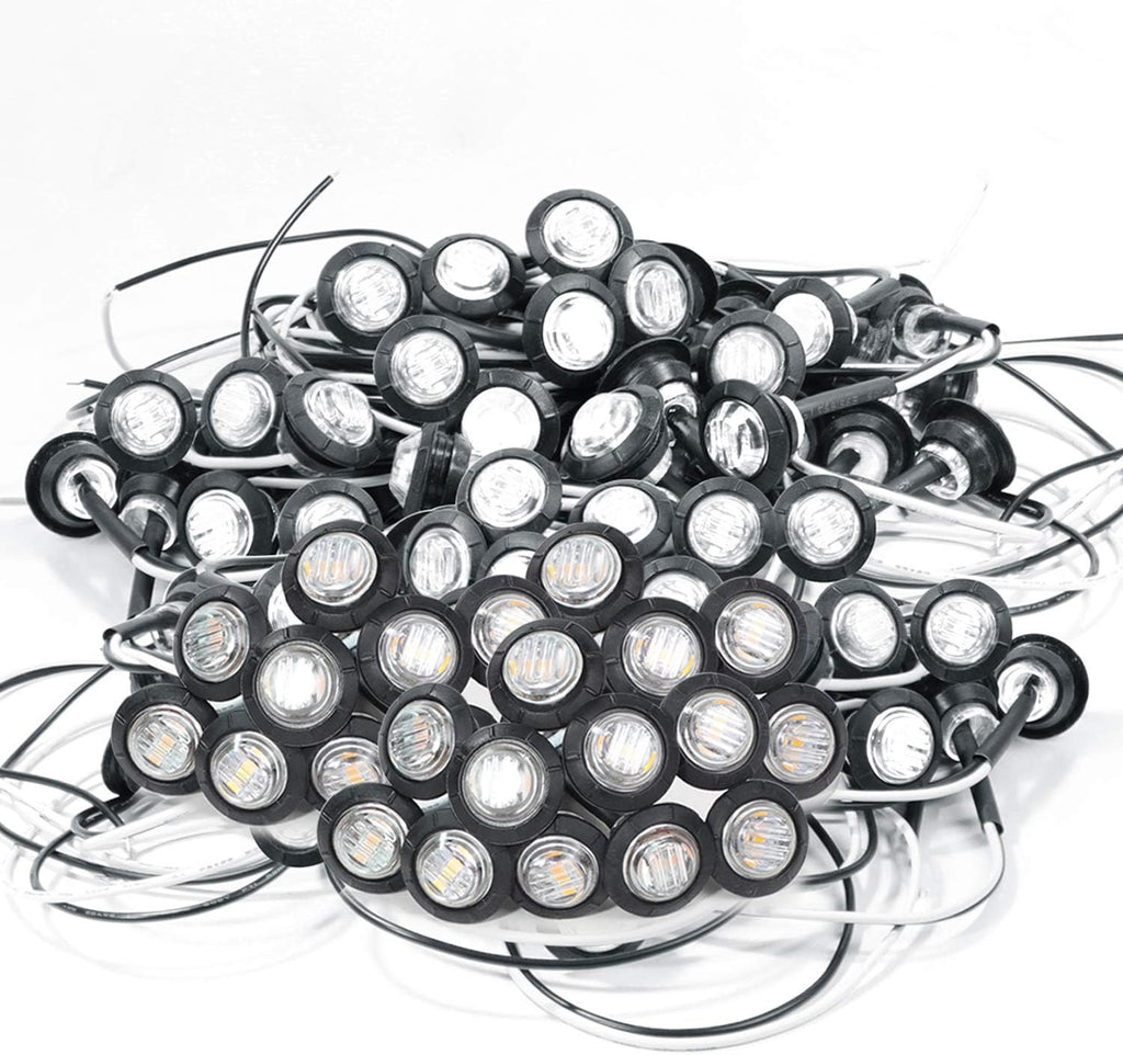 200 Pc 3/4 Inch Red LED Sealed Side Marker Lights 12V DC X982