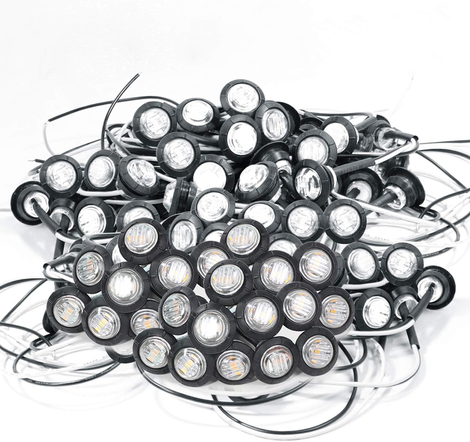 200 Pc 3/4 Inch Red LED Sealed Side Marker Lights 12V DC X982