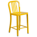 24x22 Metal Stool with Back in Yellow D887143