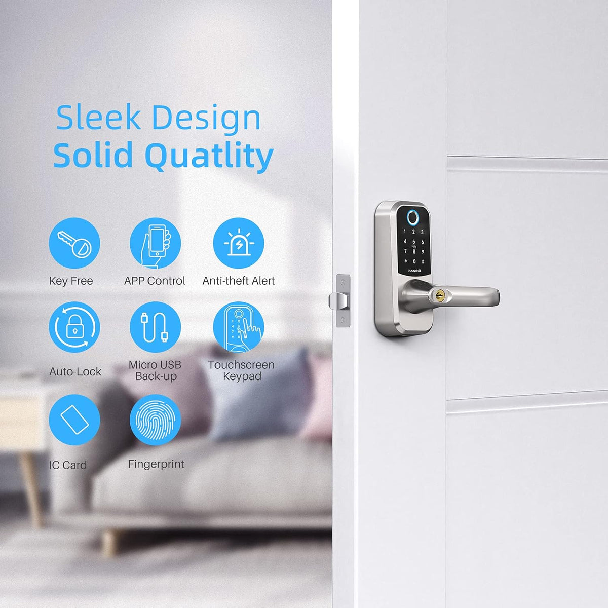 Smart Lock with Touchscreen Keypad, Bluetooth, Electronic Digital Deadbolt T105700