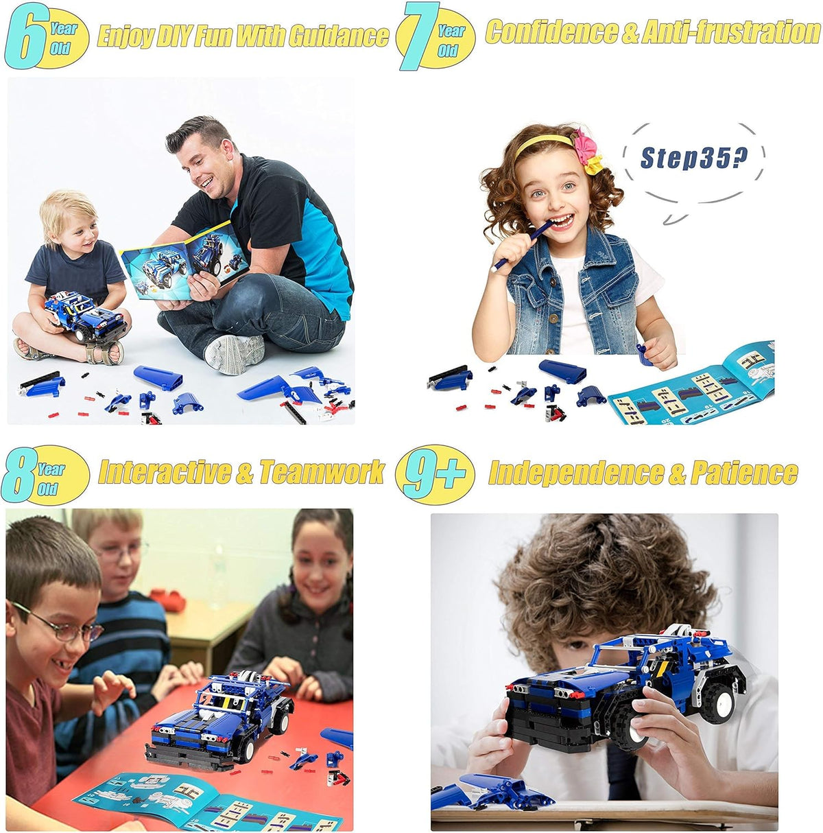 STEM Remote Control Building Kits 2-in-1 Racing Car (326pcs) Bundle with 2-in-1 RC Car Kits (443pcs) S95772
