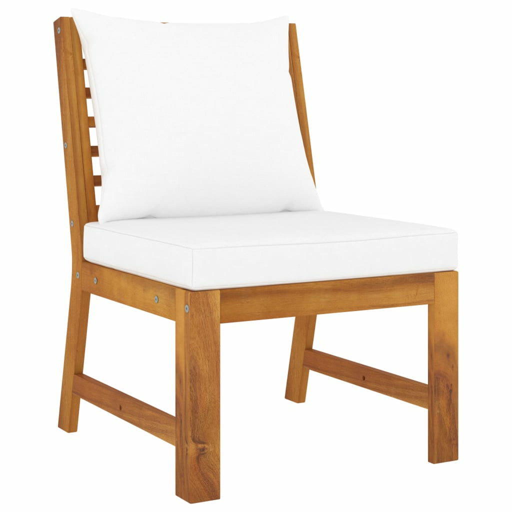 4 Piece Acacia Wood Outdoor Sectional Sofa Set with Cream Cushions Y1460
